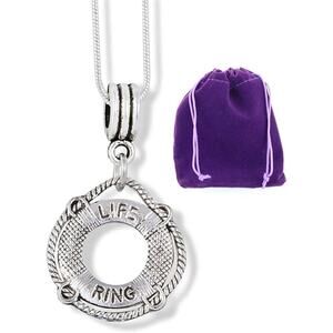 Life Saver Ring Floatation Charm Necklace Pendant Jewelry